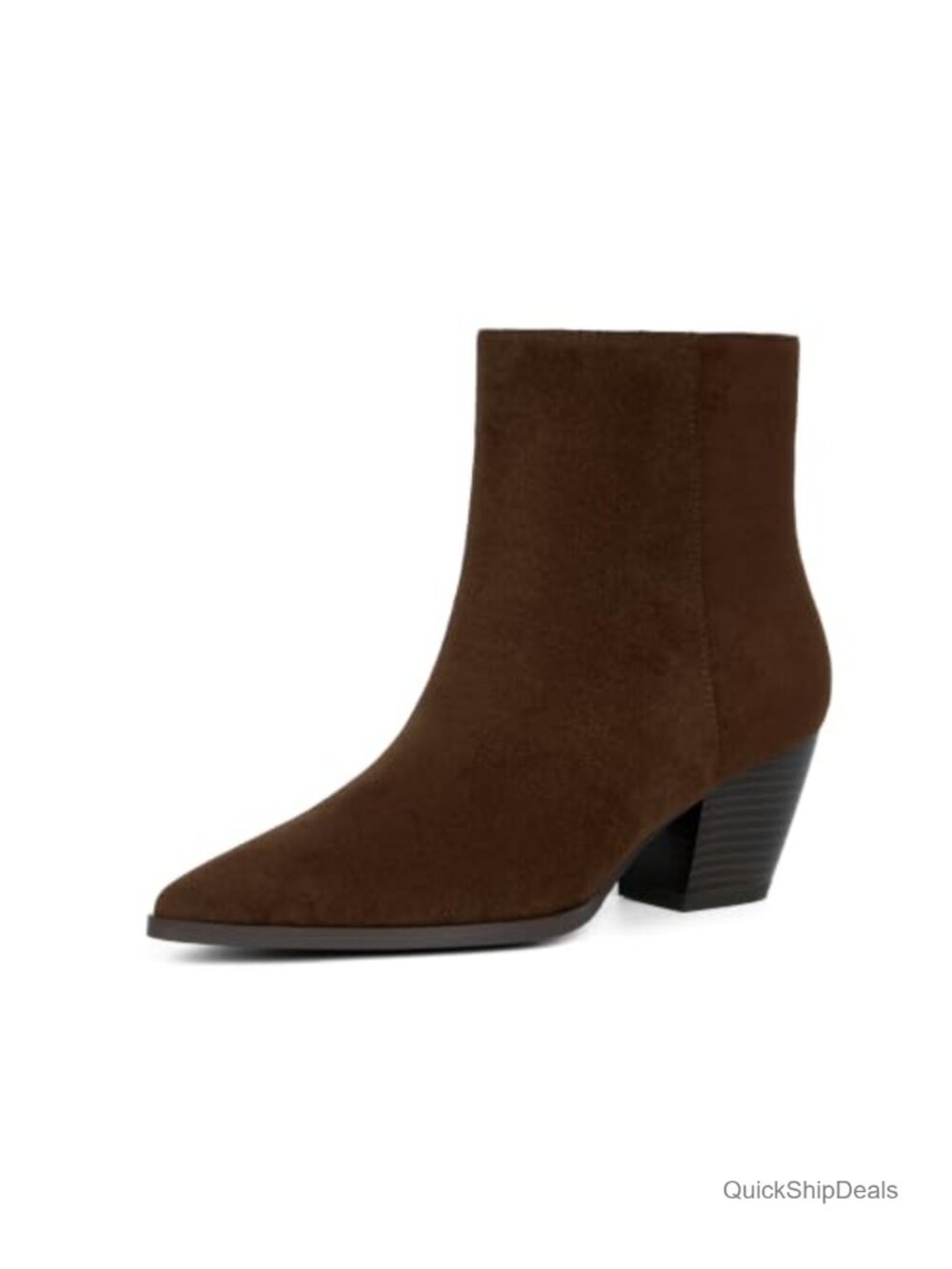 Women's Pointed Toe Chunky Heel Ankle Boots Faux Suede Fall Booties